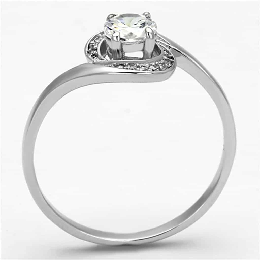 Sterling Silver CZ Round Swirl Halo Bypass Ring view 3