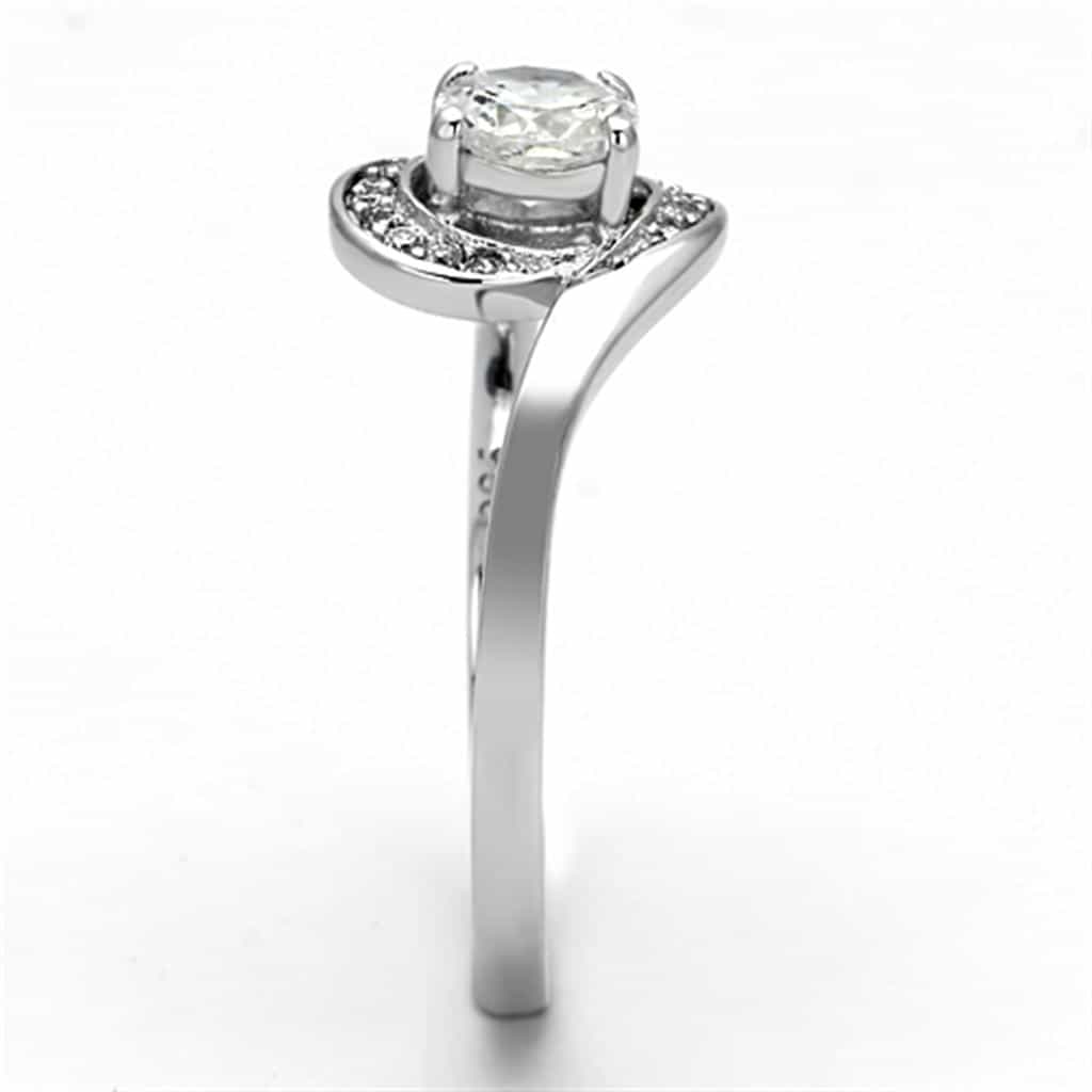 Sterling Silver CZ Round Swirl Halo Bypass Ring view 9
