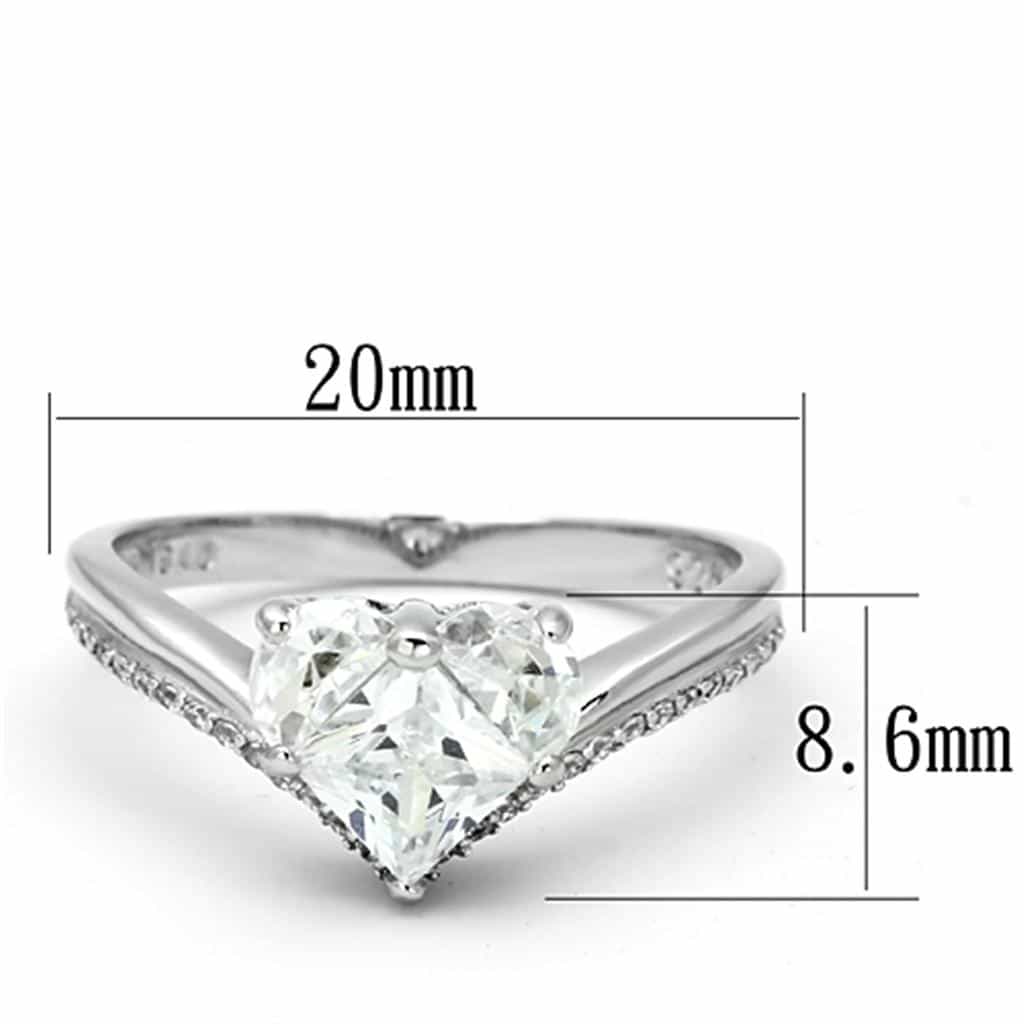 Sterling Silver CZ Heart Solitaire Pave Crown Ring view 7
