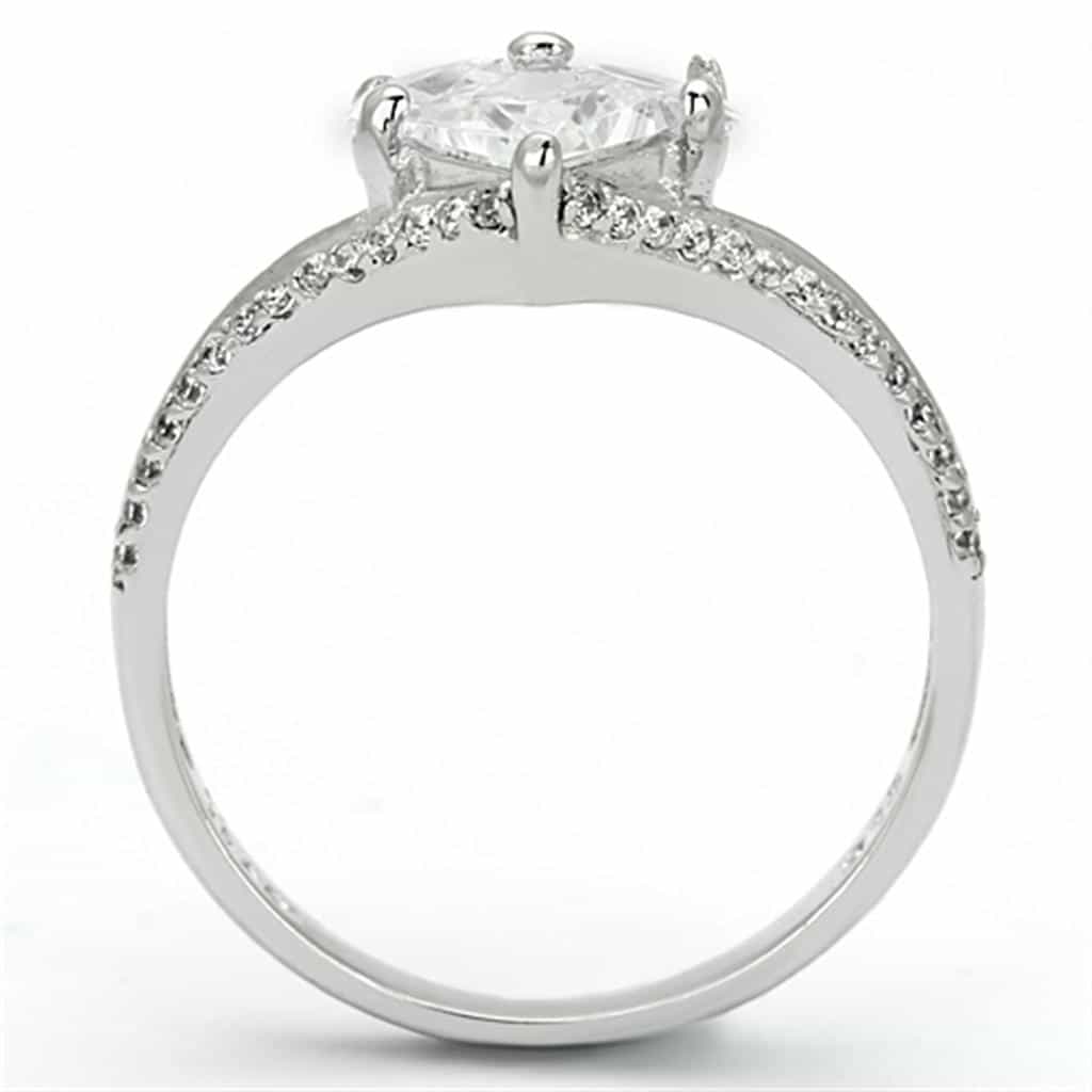 Sterling Silver CZ Heart Solitaire Pave Crown Ring view 8