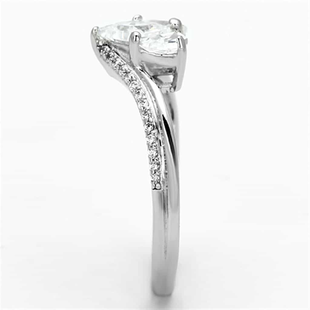Sterling Silver CZ Heart Solitaire Pave Crown Ring view 9