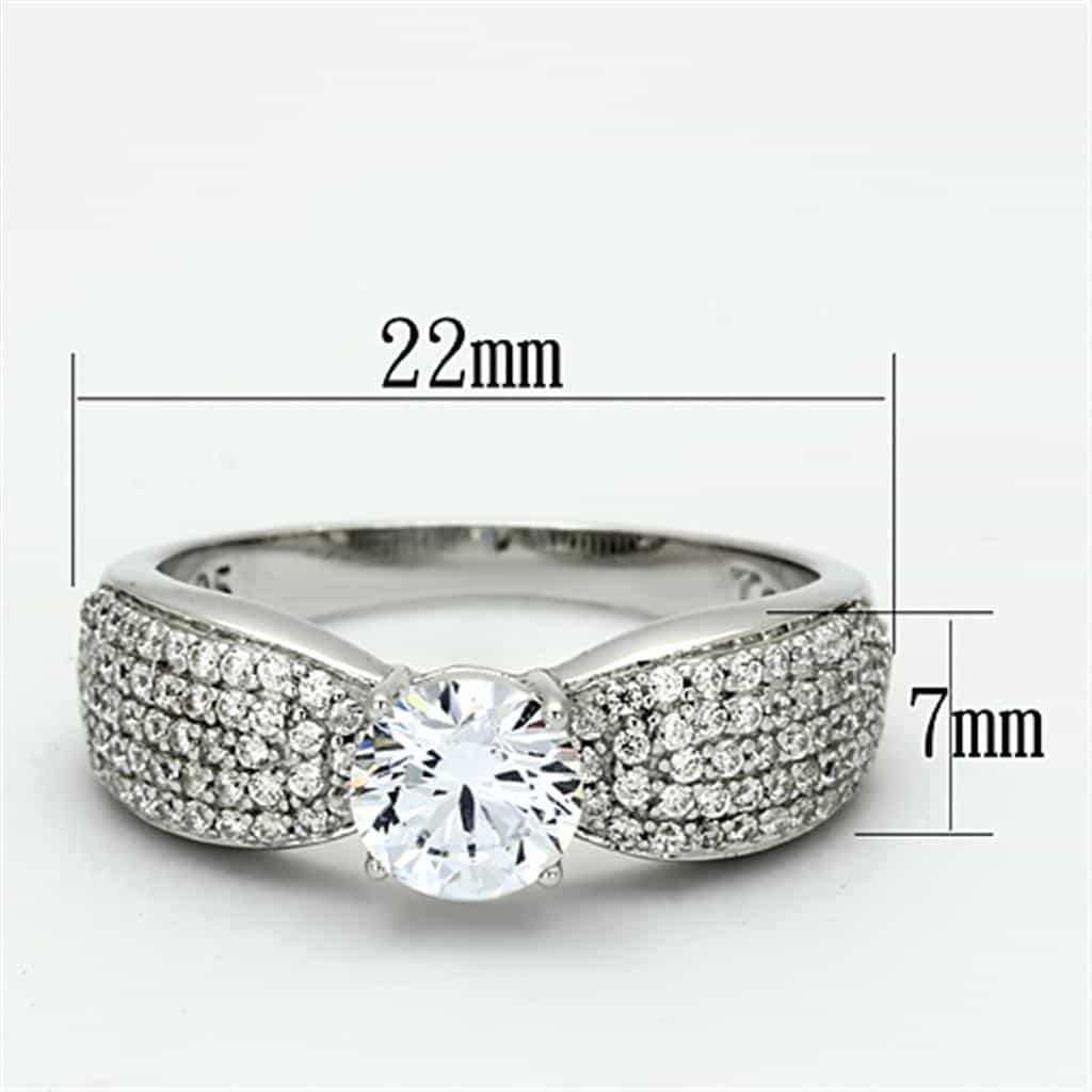 Sterling Silver CZ Round Multi Row Pave Wide Ring view 2
