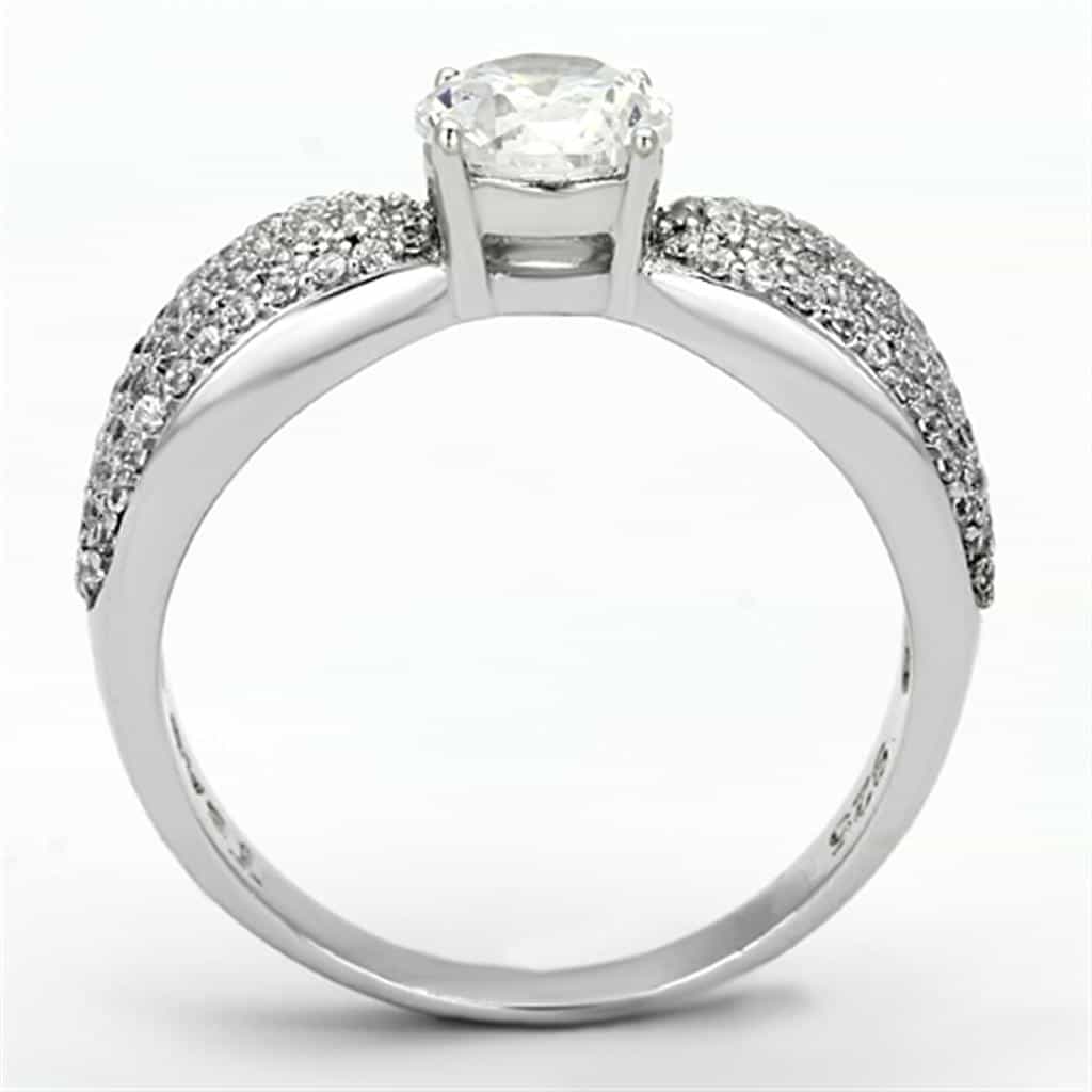 Sterling Silver CZ Round Multi Row Pave Wide Ring view 8