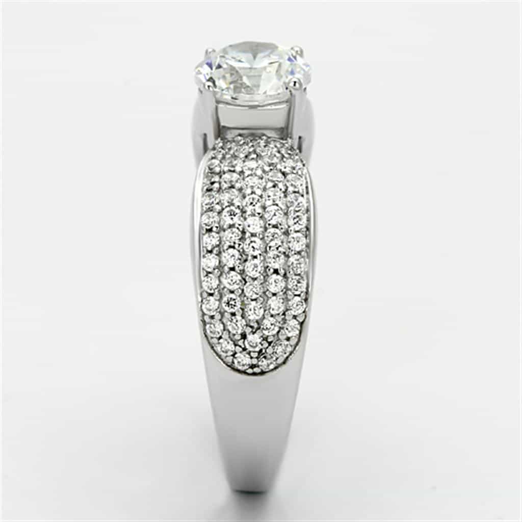 Sterling Silver CZ Round Multi Row Pave Wide Ring view 9