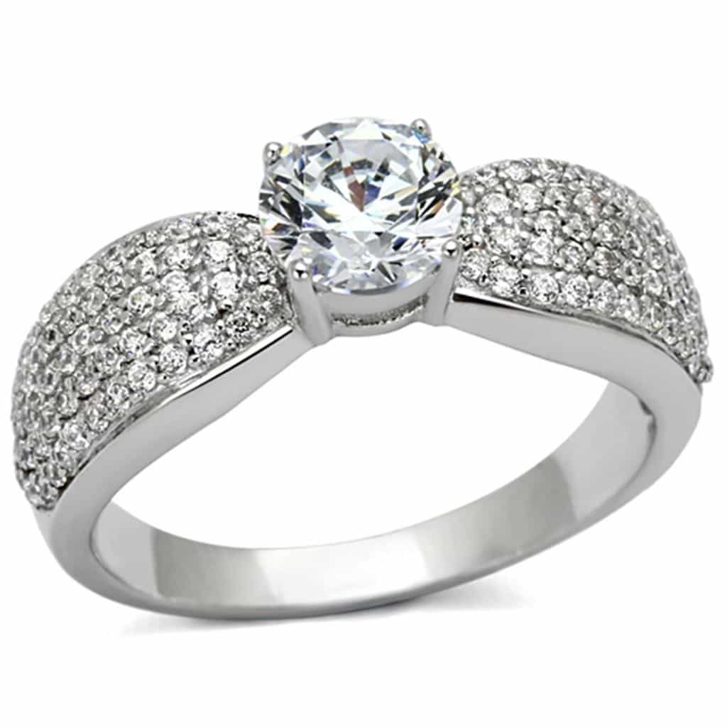 Sterling Silver CZ Round Multi Row Pave Wide Ring view 5