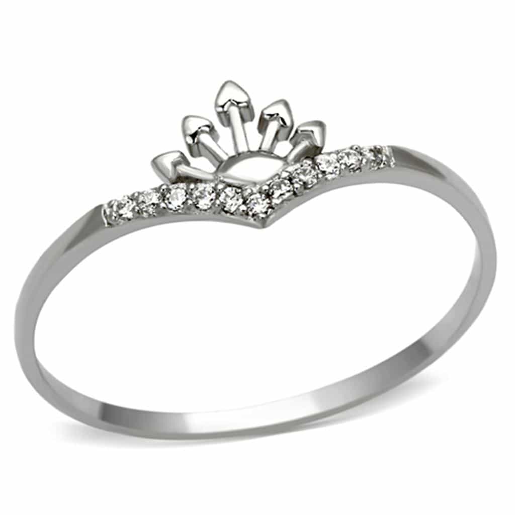 Sterling Silver CZ Crown Tiara Bangle Ring view 5