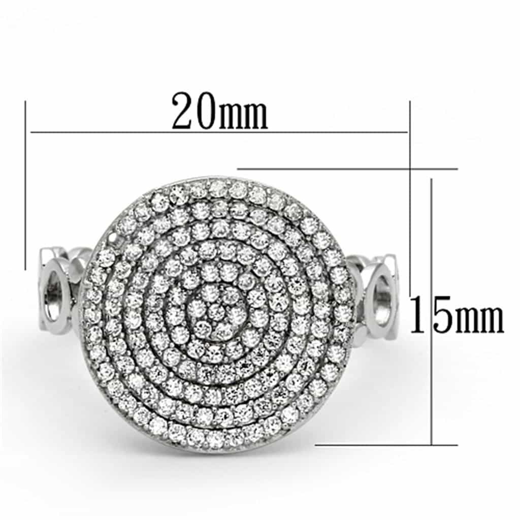 Sterling Silver CZ Pave Round Disc Bubble Ring view 7
