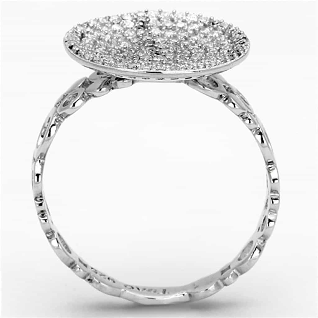Sterling Silver CZ Pave Round Disc Bubble Ring view 3