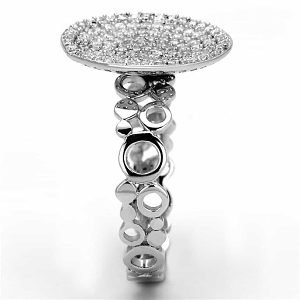 Sterling Silver CZ Pave Round Disc Bubble Ring view 9