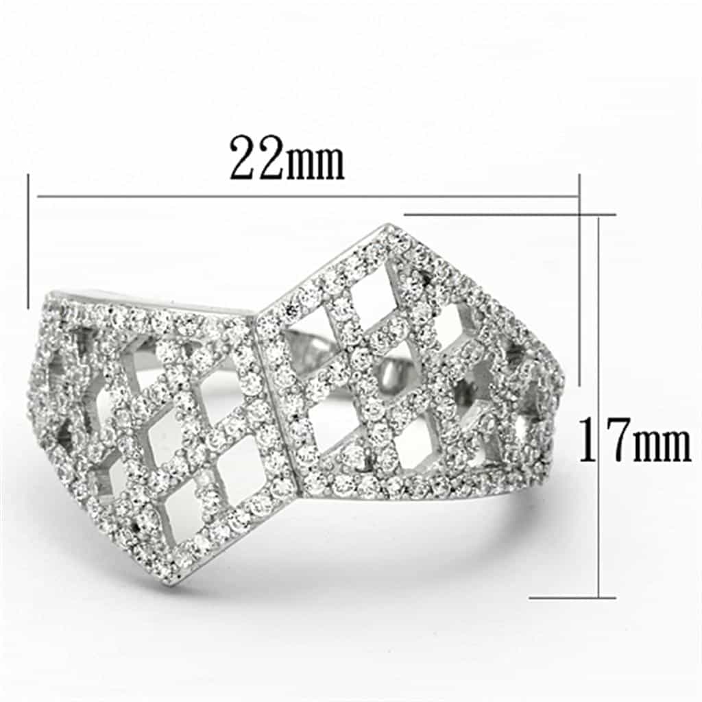 Sterling Silver CZ Pave Lattice Grid Wide Ring view 2