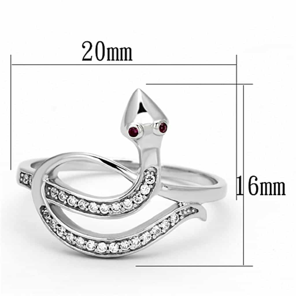 Sterling Silver Ruby Eye CZ Swan Bird Ring view 7