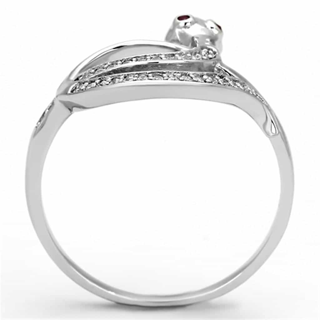 Sterling Silver Ruby Eye CZ Swan Bird Ring view 8