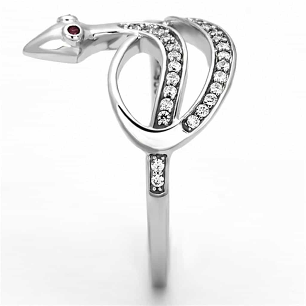 Sterling Silver Ruby Eye CZ Swan Bird Ring view 9