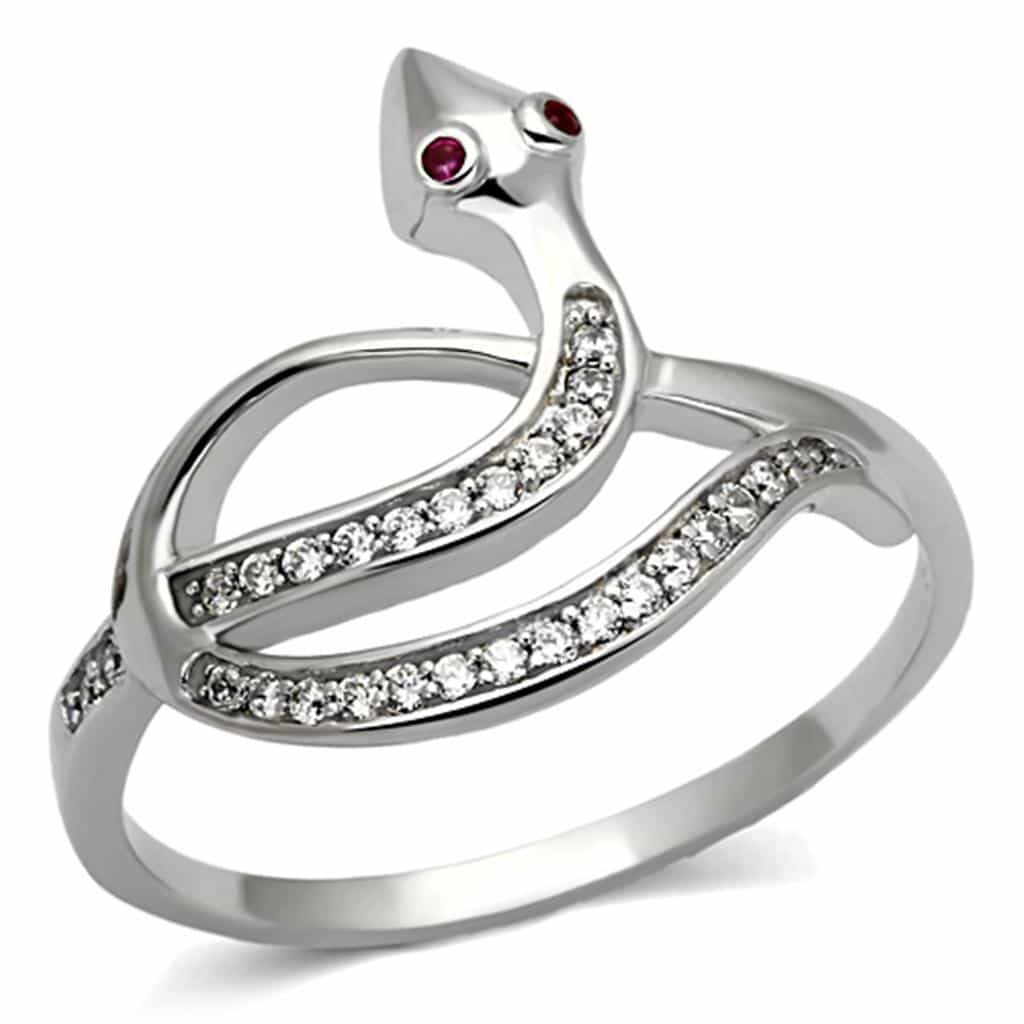 Sterling Silver Ruby Eye CZ Swan Bird Ring view 5