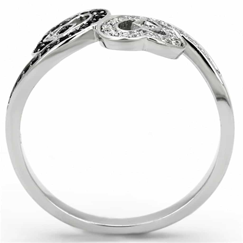 Sterling Silver Black CZ Heart Infinity Open Ring view 3