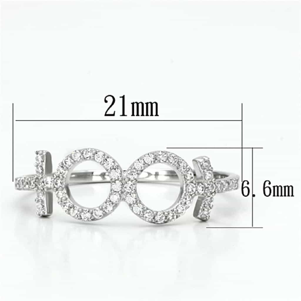 Sterling Silver CZ XOXO Hugs Kisses Open Ring view 2
