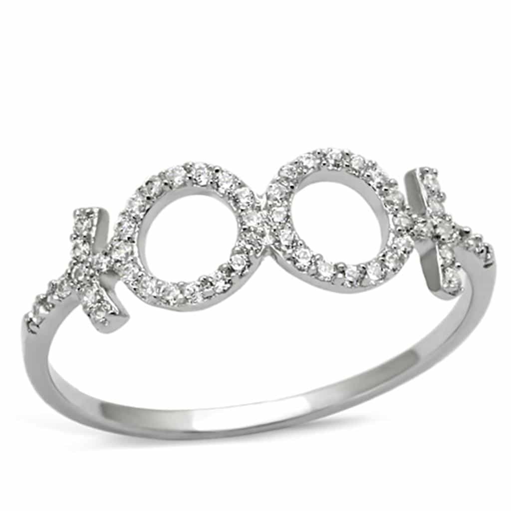 Sterling Silver CZ XOXO Hugs Kisses Open Ring view 10