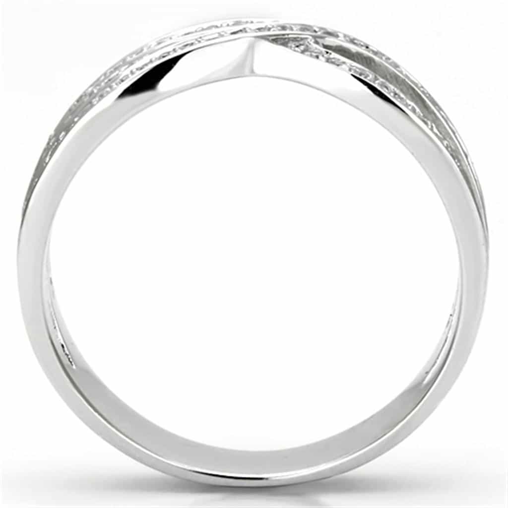 Sterling Silver CZ Triple Row Crossover Wide Ring view 8