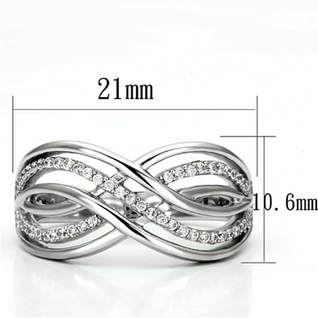 Sterling Silver CZ Pave Woven Infinity Wide Ring view 2