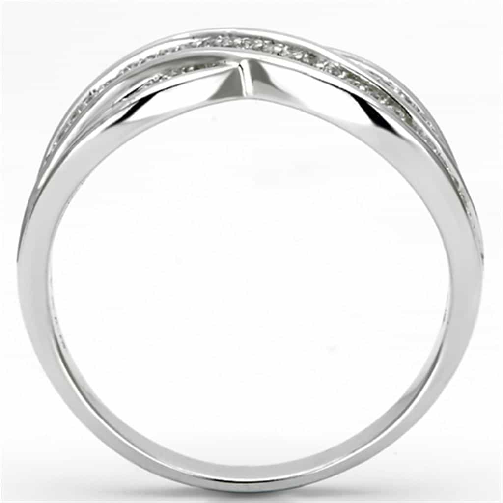 Sterling Silver CZ Pave Woven Infinity Wide Ring view 3