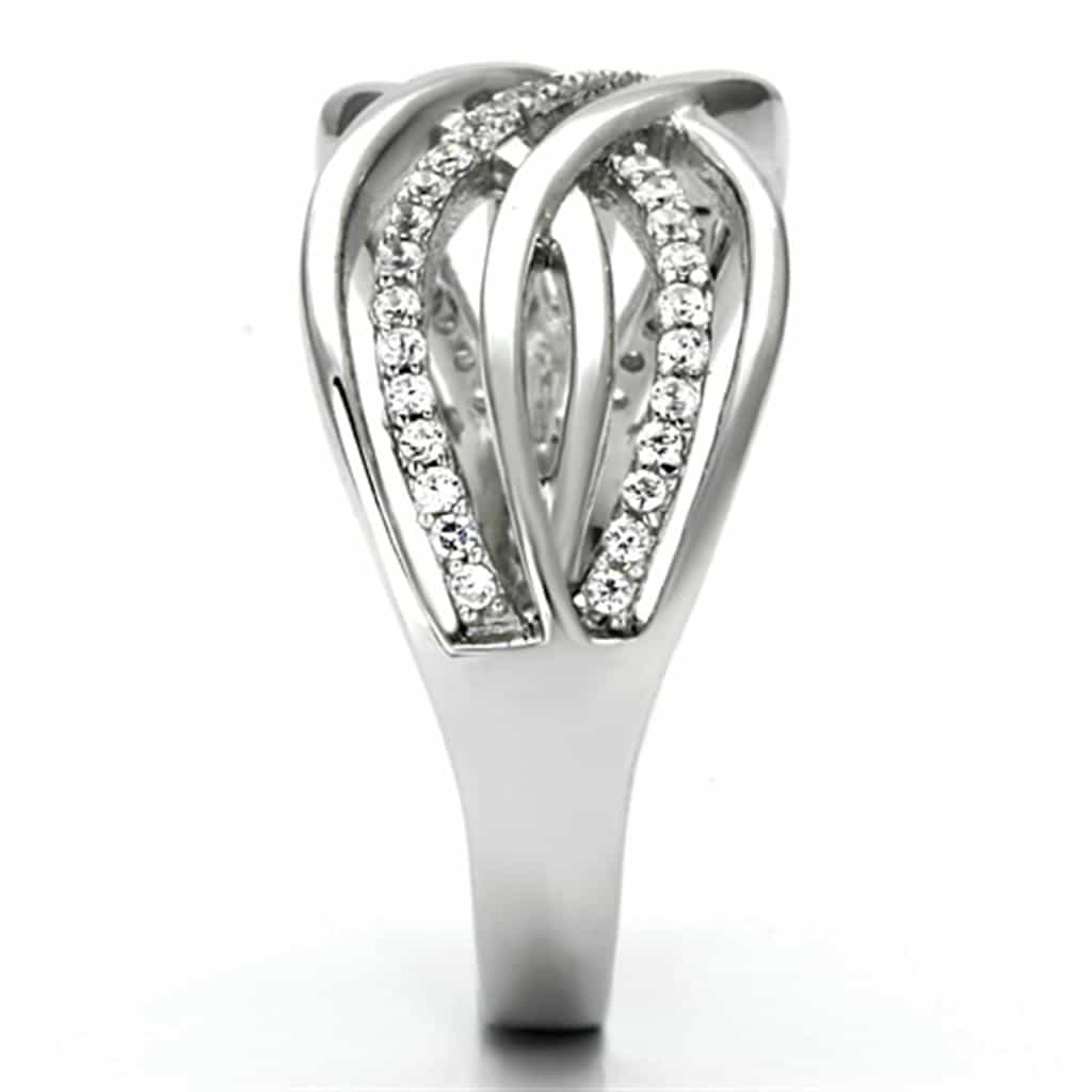 Sterling Silver CZ Pave Woven Infinity Wide Ring view 9