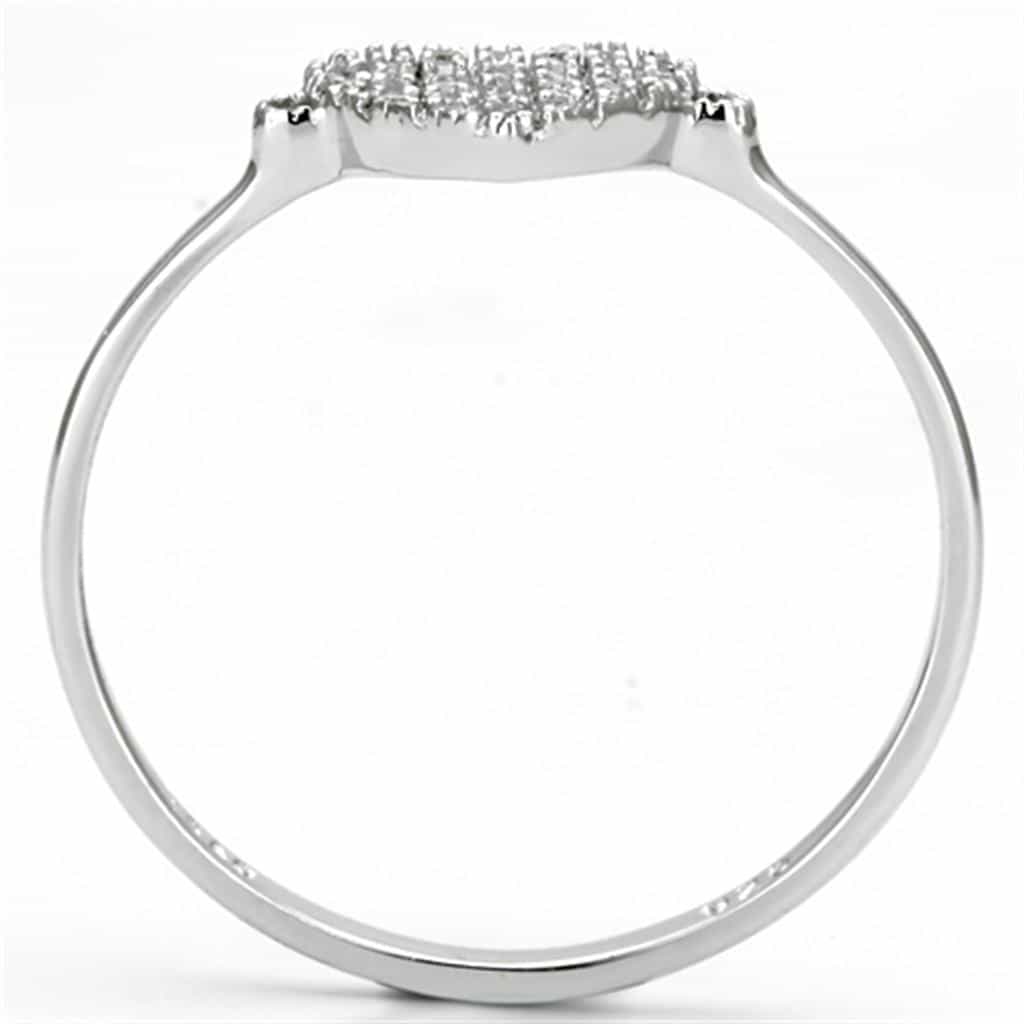 Sterling Silver CZ Pave Heart Flat Thin Ring view 8