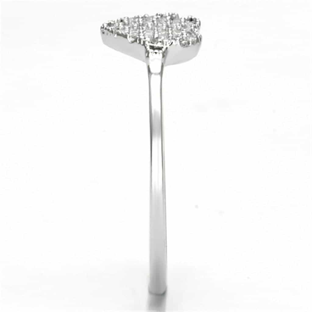 Sterling Silver CZ Pave Heart Flat Thin Ring view 9