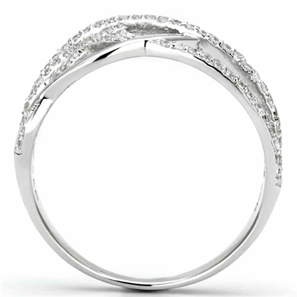 Sterling Silver CZ Pave Woven Crossover Wide Open Ring view 8