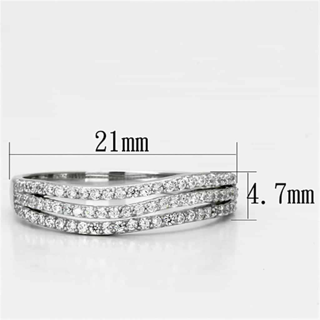 Sterling Silver CZ Double Row Half Eternity Band Ring view 7