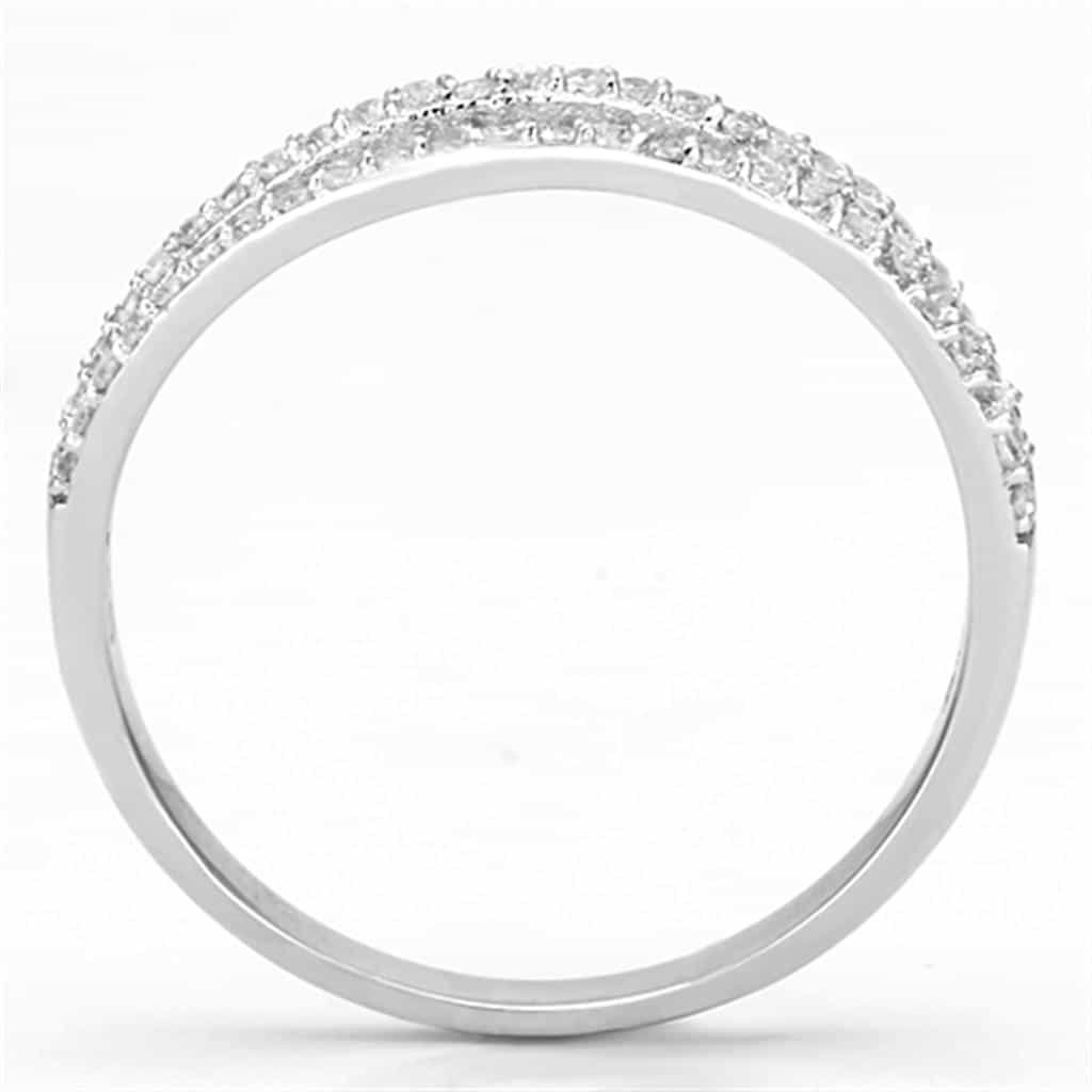 Sterling Silver CZ Double Row Half Eternity Band Ring view 8