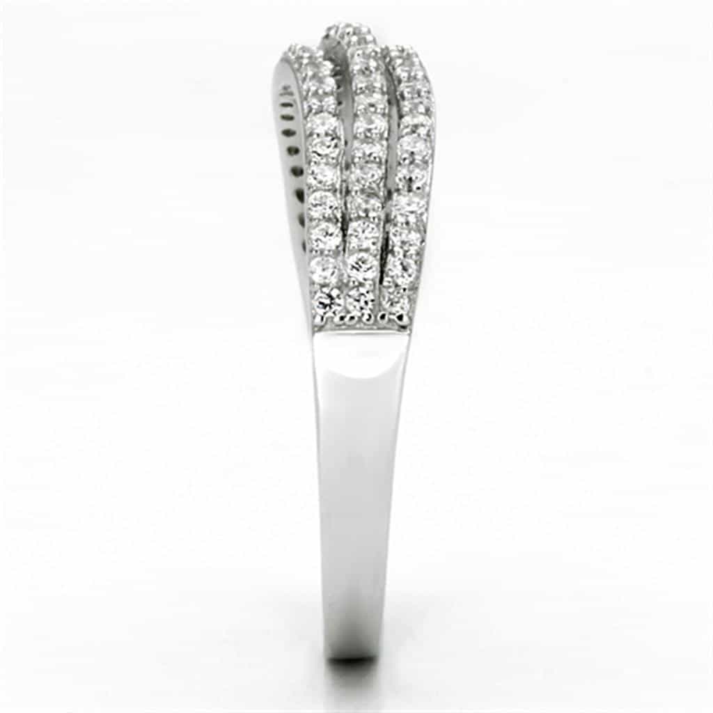 Sterling Silver CZ Double Row Half Eternity Band Ring view 9