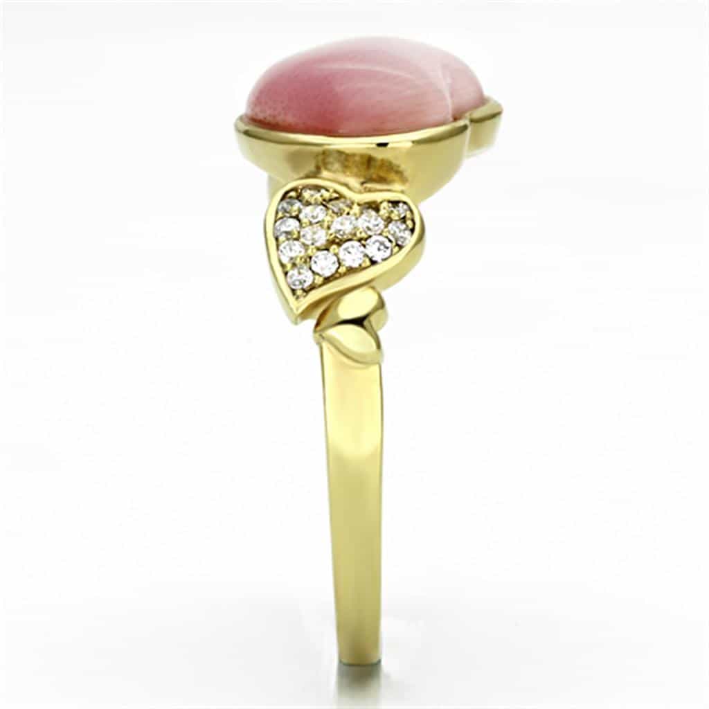 Sterling Silver Gold Two Tone Pink Cats Eye Heart CZ Ring view 9