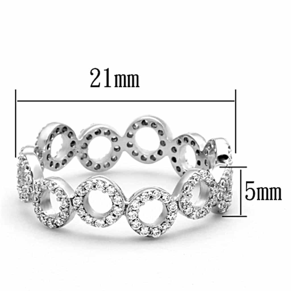 Sterling Silver CZ Pave Circle Link Eternity Wide Ring view 7