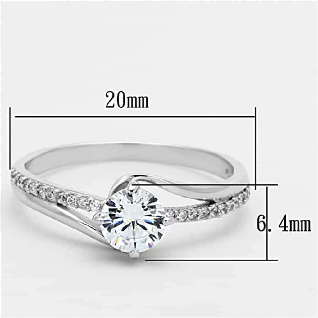 Sterling Silver CZ Round Solitaire Pave Thin Ring view 7