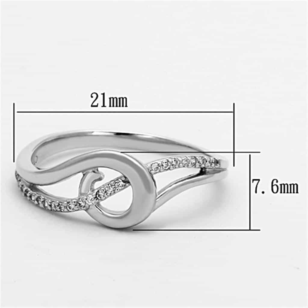 Sterling Silver CZ Knot Loop Bypass Pave Ring view 2
