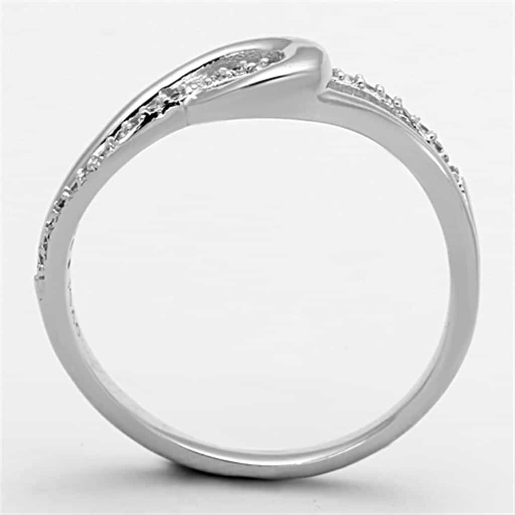 Sterling Silver CZ Knot Loop Bypass Pave Ring view 3