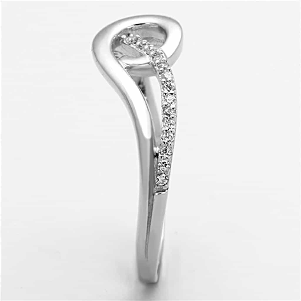 Sterling Silver CZ Knot Loop Bypass Pave Ring view 9