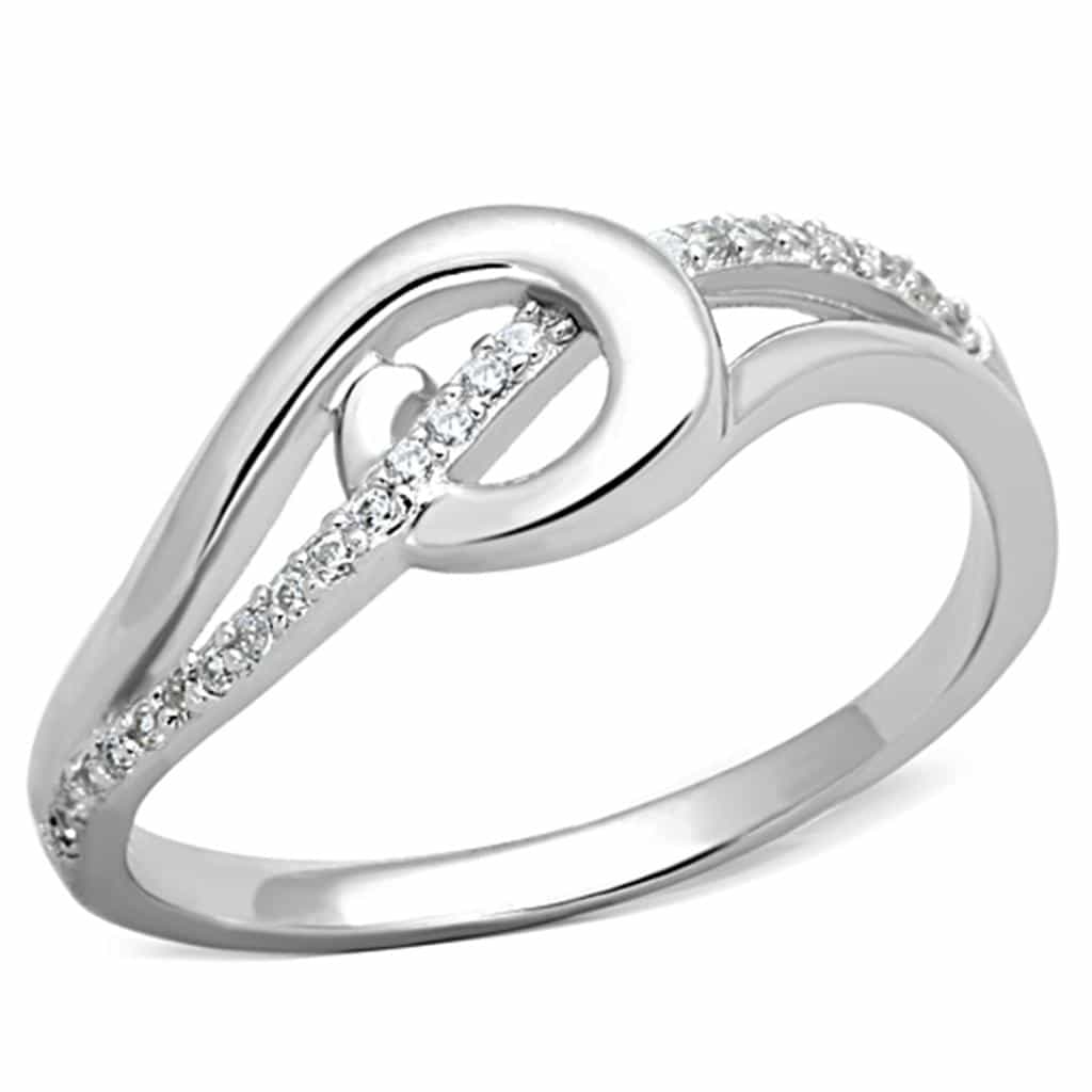 Sterling Silver CZ Knot Loop Bypass Pave Ring view 10