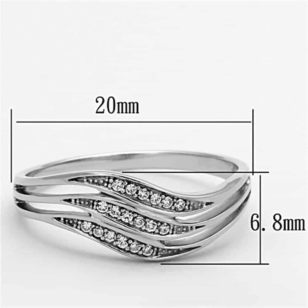 Sterling Silver CZ Pave Wave Curved Multi Band Ring view 7