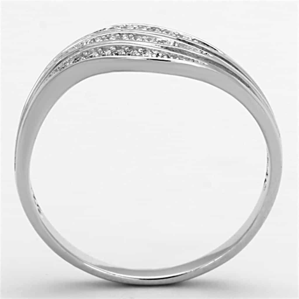 Sterling Silver CZ Pave Wave Curved Multi Band Ring view 8