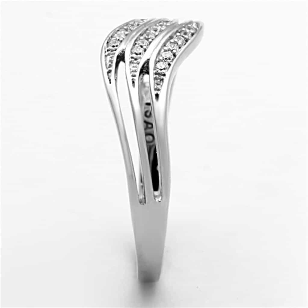 Sterling Silver CZ Pave Wave Curved Multi Band Ring view 9