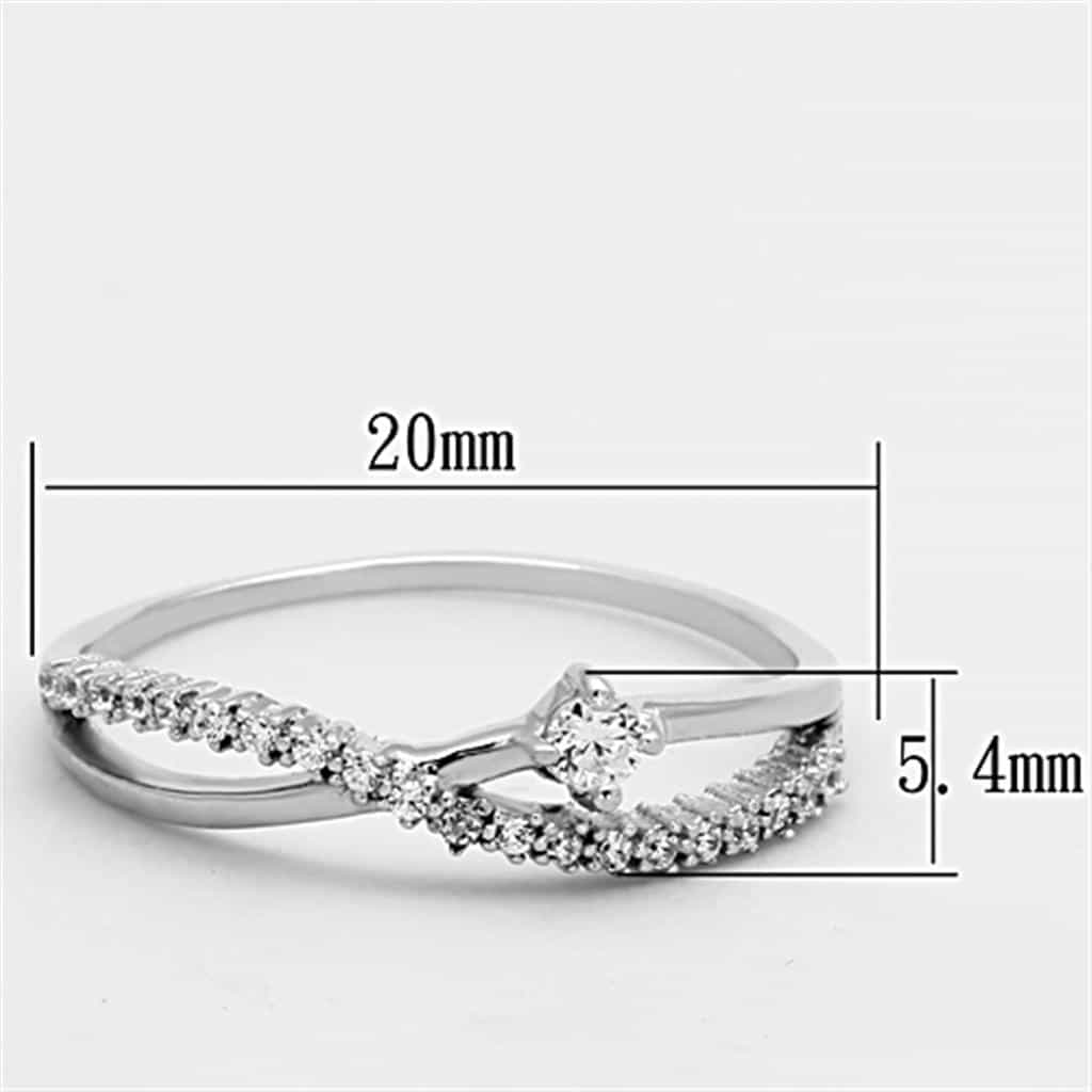 Sterling Silver CZ Pave Spiral Rose Swirl Ring view 2