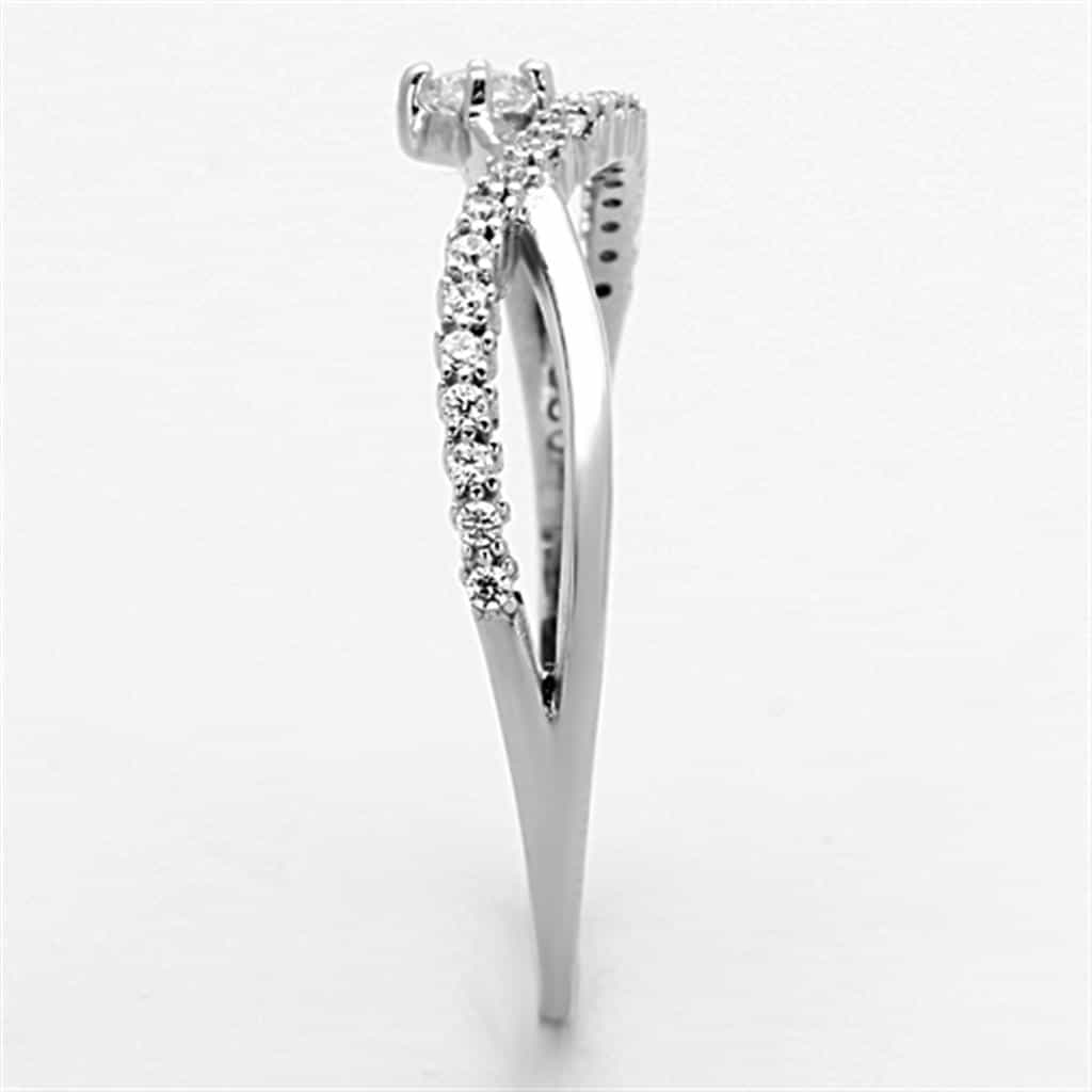 Sterling Silver CZ Pave Spiral Rose Swirl Ring view 9