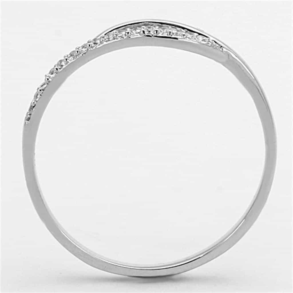 Sterling Silver CZ Double Band Open Thin Ring view 3