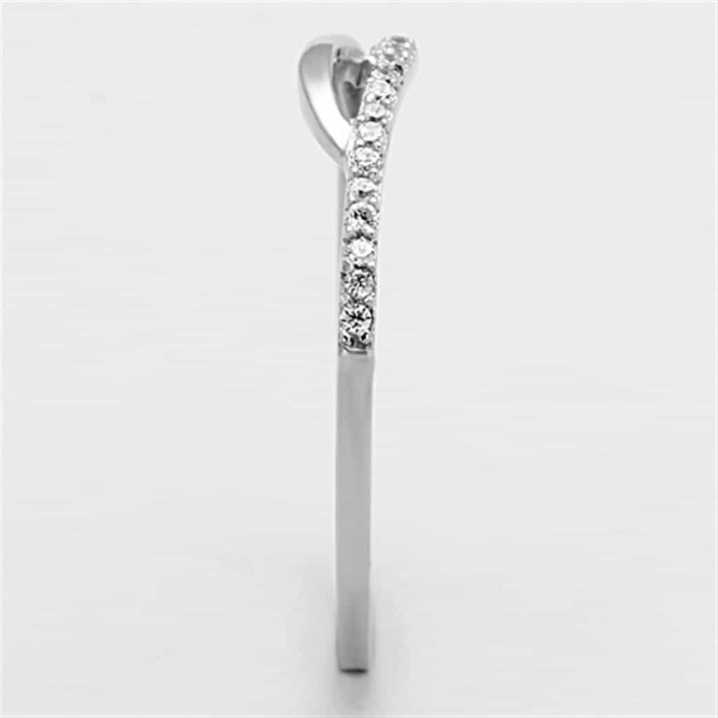 Sterling Silver CZ Double Band Open Thin Ring view 4