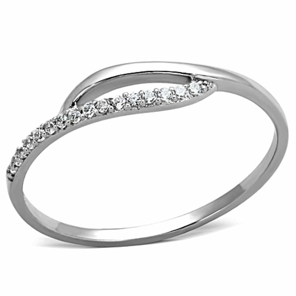 Sterling Silver CZ Double Band Open Thin Ring view 10