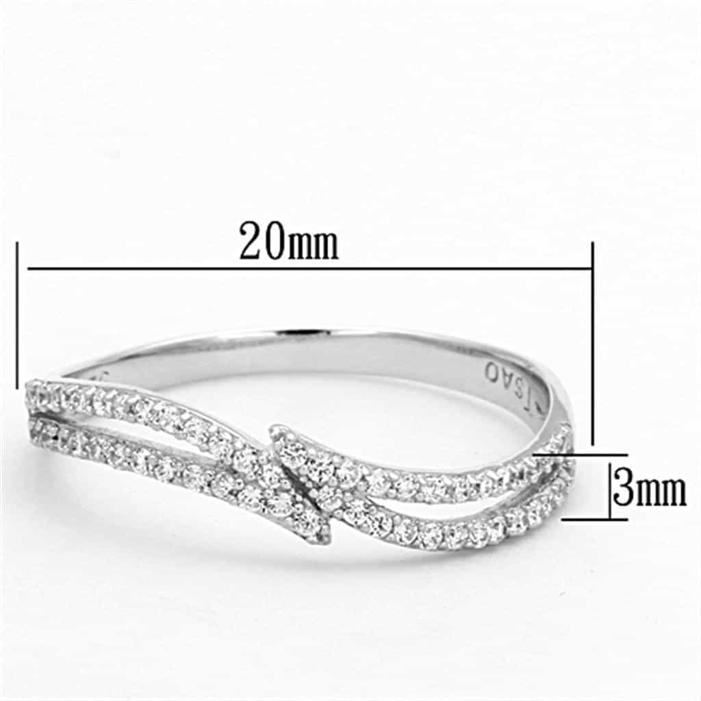 Sterling Silver CZ Wave Crossover Pave Ring view 2