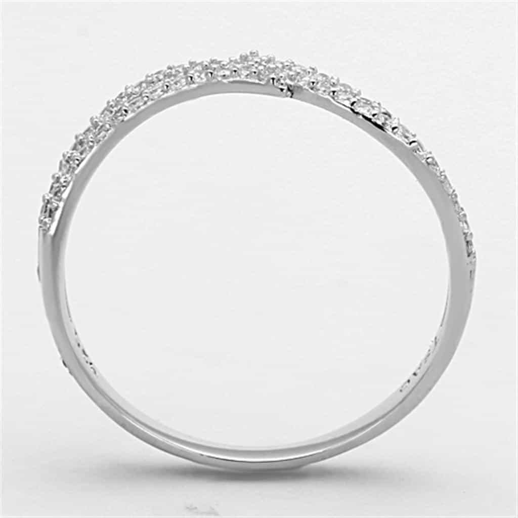 Sterling Silver CZ Wave Crossover Pave Ring view 8