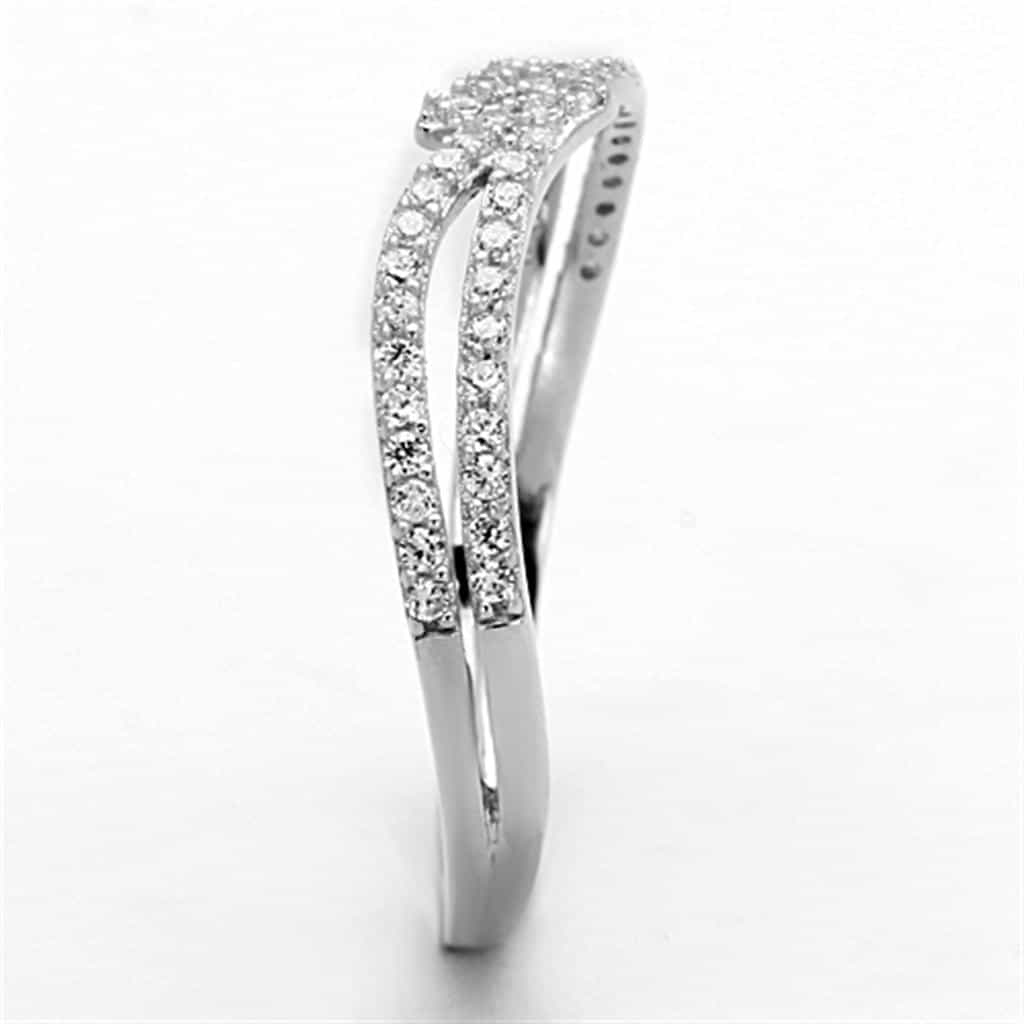 Sterling Silver CZ Wave Crossover Pave Ring view 9