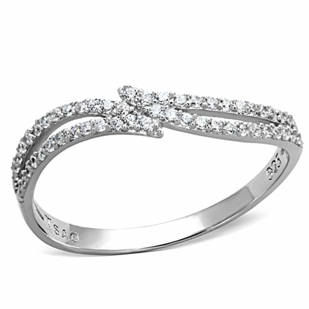 Sterling Silver CZ Wave Crossover Pave Ring view 10